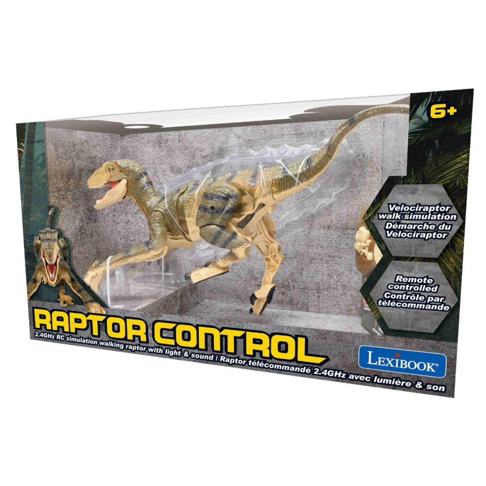 Динозавър с дистанционно управление и реалистични звукови ефекти, Lexibook, Velociraptor