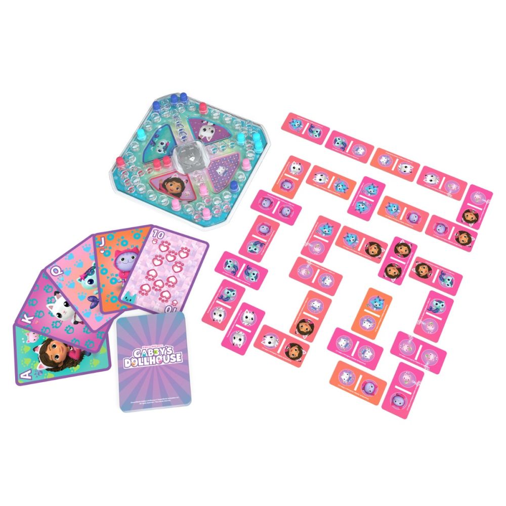 Комплект 3 игри Gabbys Dollhouse, Jumbo Cards, Pop-Up, Dominoes