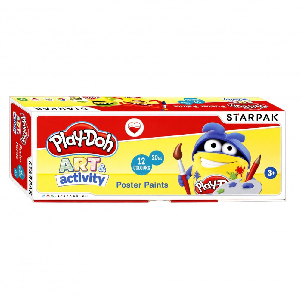 Акварели за рисуване Starpak, Play-Doh, 12 цвята, 20 мл
