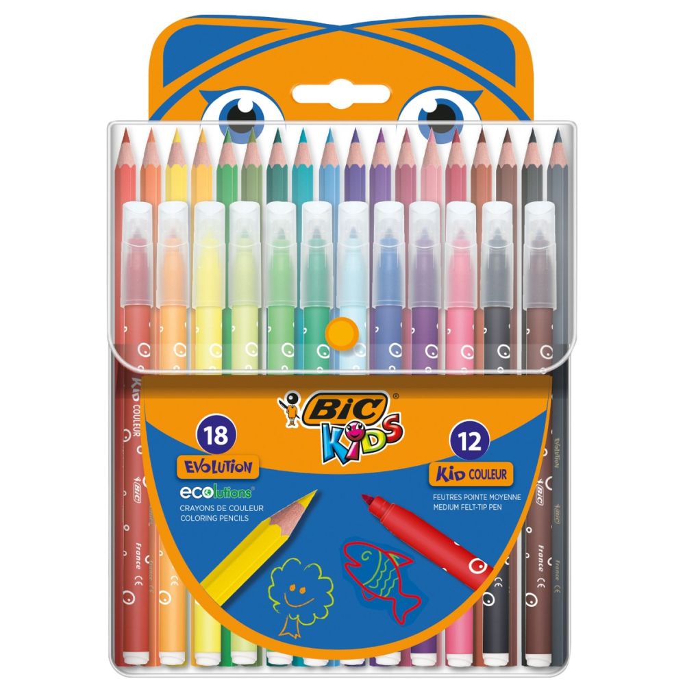 Комплект за оцветяване, Bic Evolution 18 молива и 12 маркера