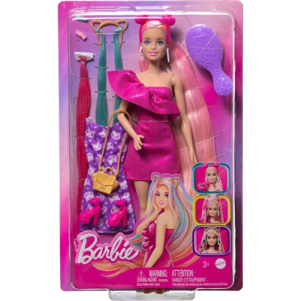 Кукла Barbie с дълга коса и аксесоари, Fun Fancy Hair, JDC85