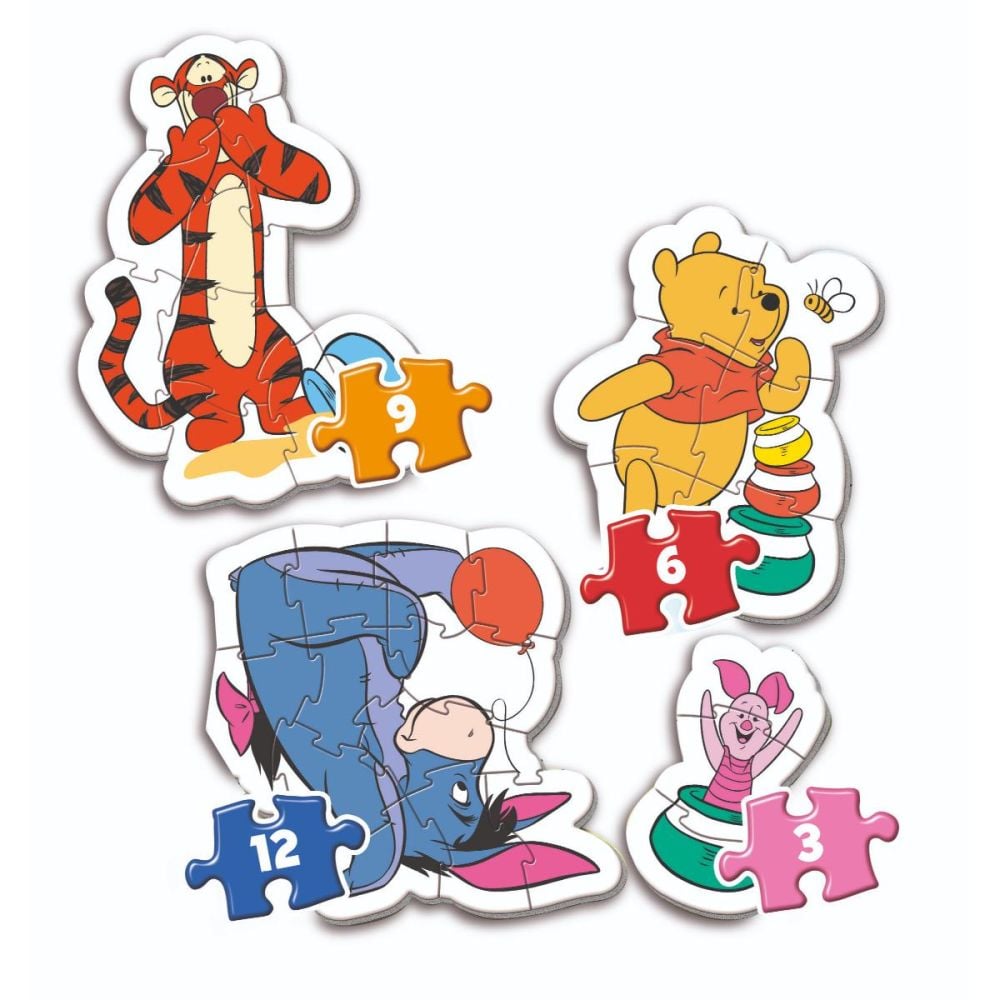 Пъзел 4 в 1, Clementoni, Winnie The Pooh, 3, 6, 9, 12 части