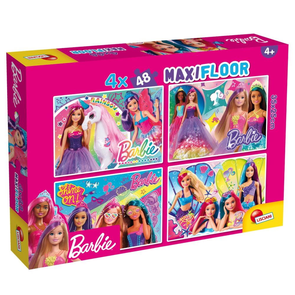 Подови пъзели Lisciani, Barbie, Макси, 4 x 48 части