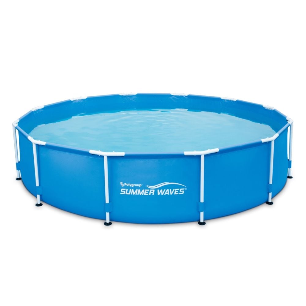 Кръгъл басейн с метална конструкция и филтърна помпа Summer Waves, 366 х 76 см