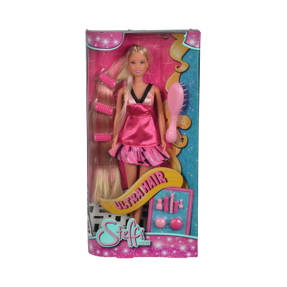 Кукла Steffi Love - Ultra Hair, тъмно розова рокля
