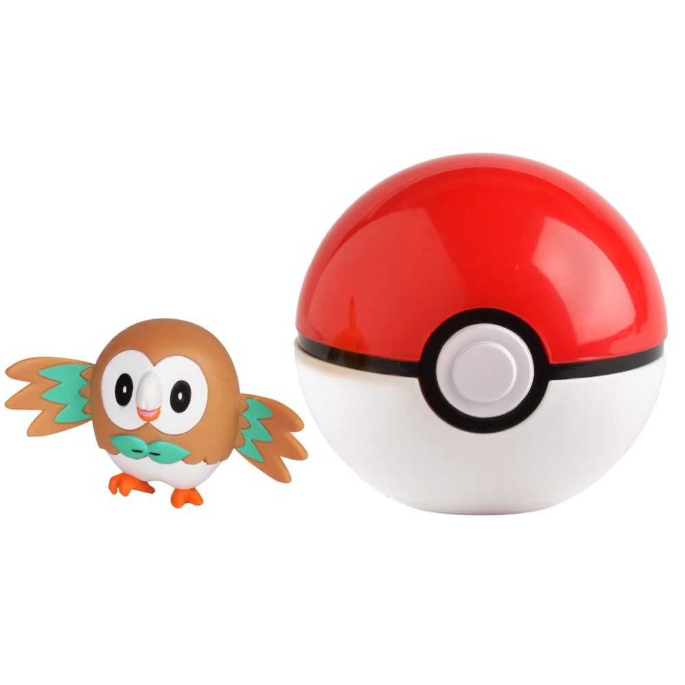 Фигура в топка Clip N Go Pokemon S2 - Rowlet, Poke Ball (95066)