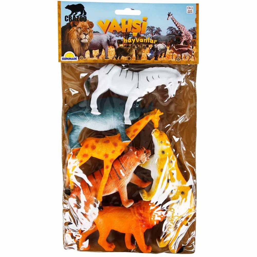 Комплект фигурки на диви животни в голяма опаковка, Crazoo, 6 бр