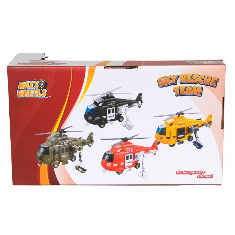 Хеликоптер за интервенция със светлини и звуци, Maxx Wheels, 1:16, Червен