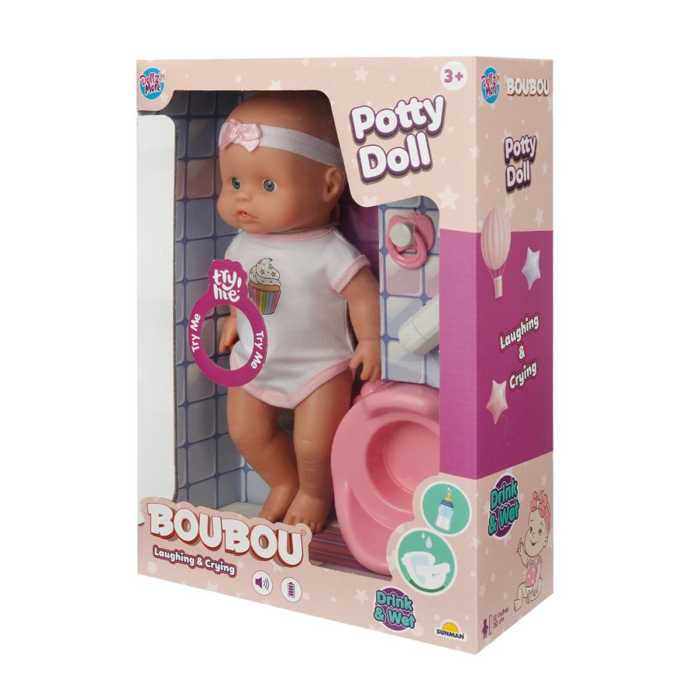 Кукла Бебе с гърне, Boubou, 30 см, Розово