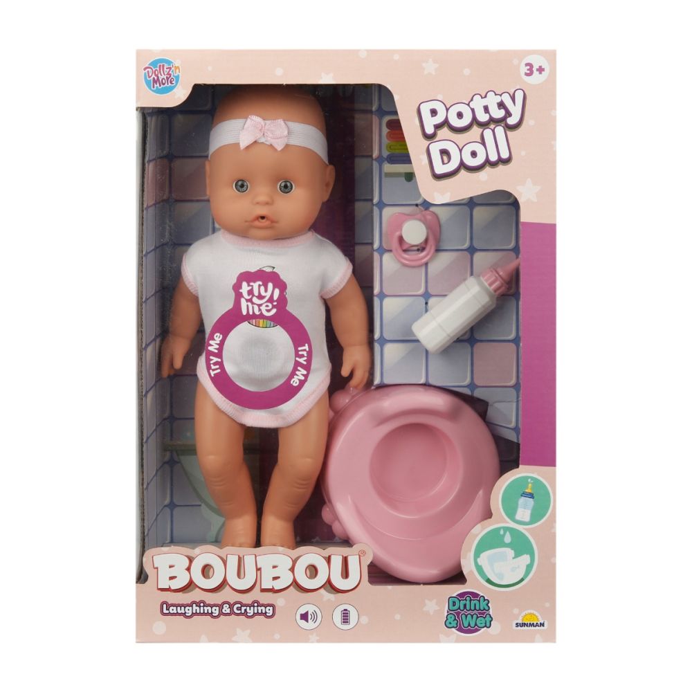 Кукла Бебе с гърне, Boubou, 30 см, Розово