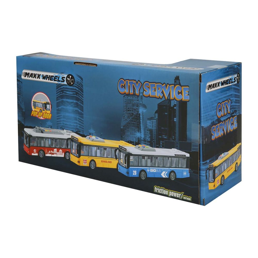 Автобус със светлини и звуци, City Service, Maxx Wheels, 1:16, Червен