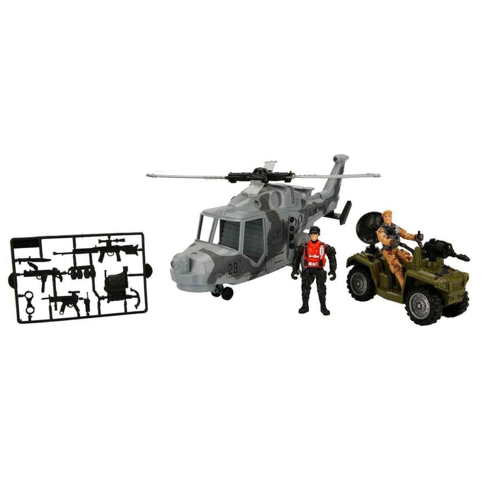Комплект военни превозни средства с фигурки, Hero Combat, Хеликоптер и АТВ