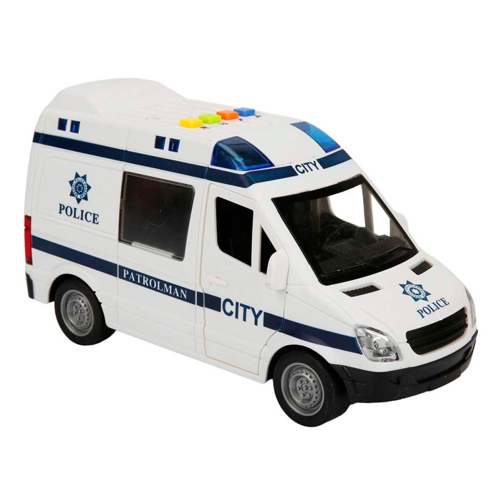 Полицейска кола със светлини и звуци Maxx Wheels, 1:16, Бял-Син