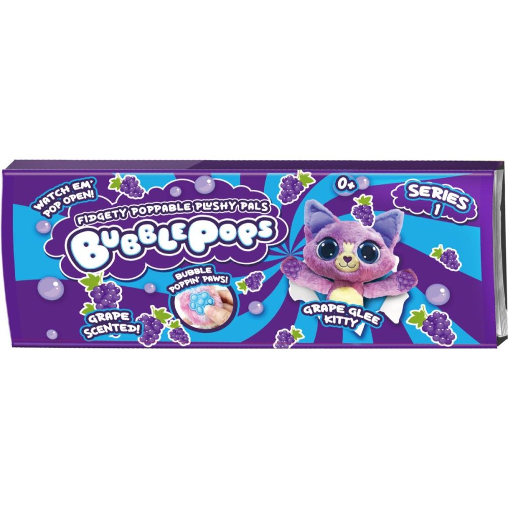 Ароматизирана плюшена играчка, Bubble Pops, S1, Grape Glee Kitty, 34 см