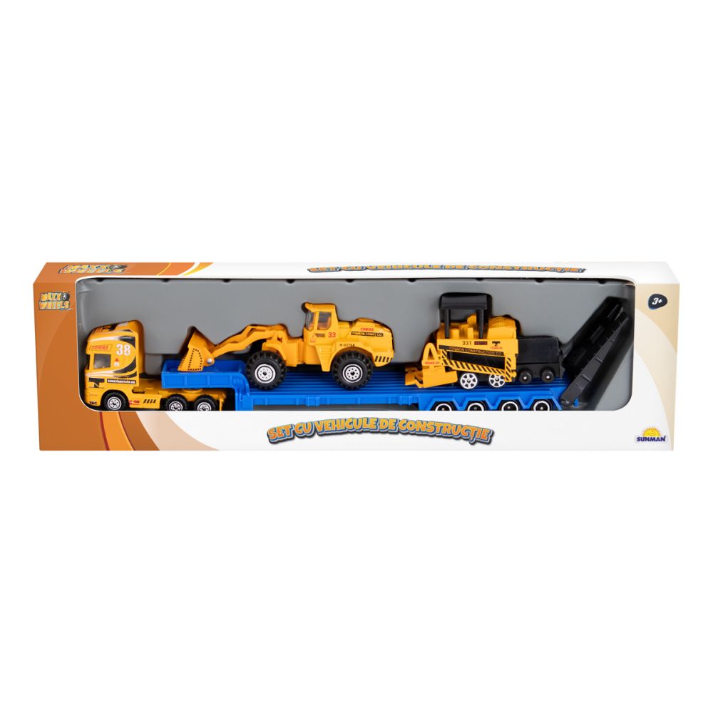 Комплект транспортьор със строителни машини, Maxx Wheels, Булдозер и ...