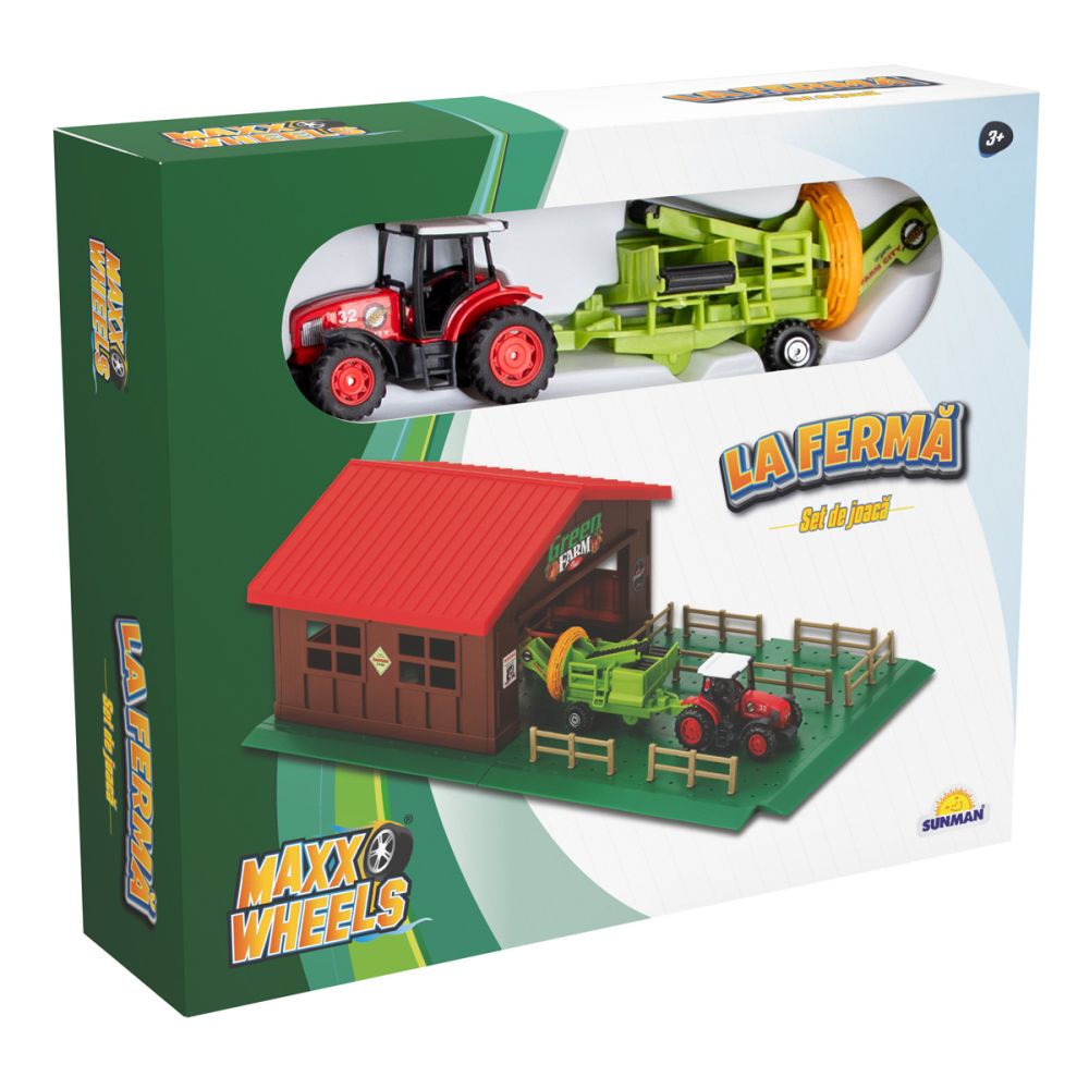 Комплект трактор и гараж Ферма, Maxx Wheels