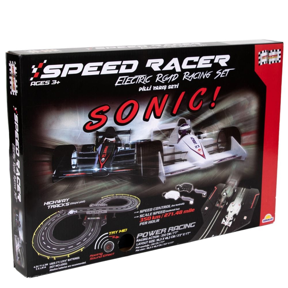 Електрическа състезателна писта с 2 колички, Hot Racing, Sonic