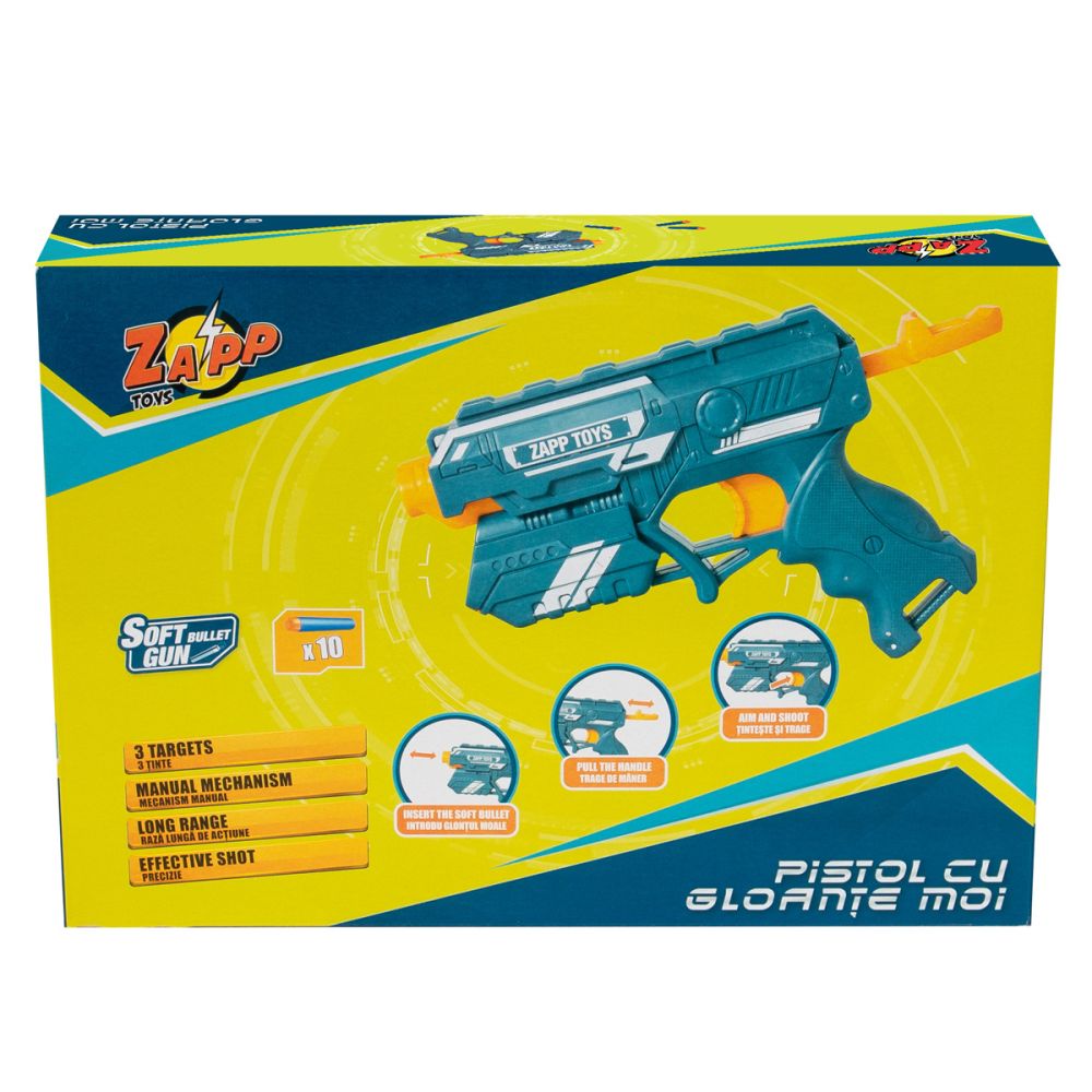 Пистолет с 10 гъбени стрелички и 3 мишени, Zapp Toys, Sniper 2