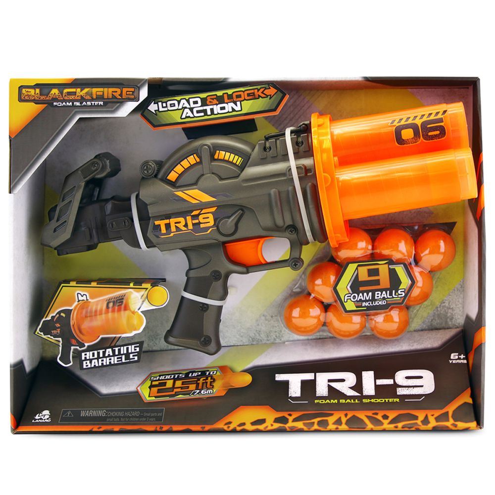 Оръжие Tri-9 с 9 топчета от пяна, Blackfire, Lanard Toys