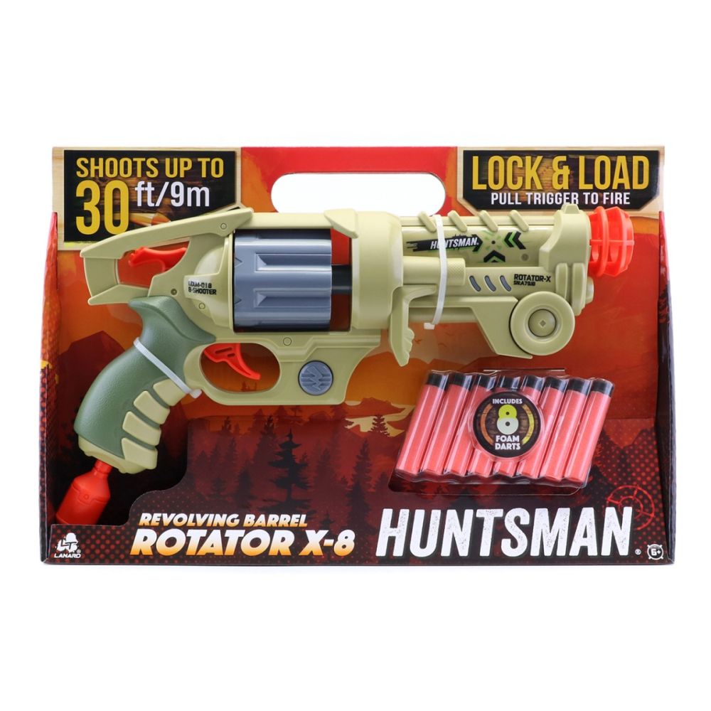 Пистолет Rotator X-8 с 8 гъбени куршума, Huntsman, Lanard Toys