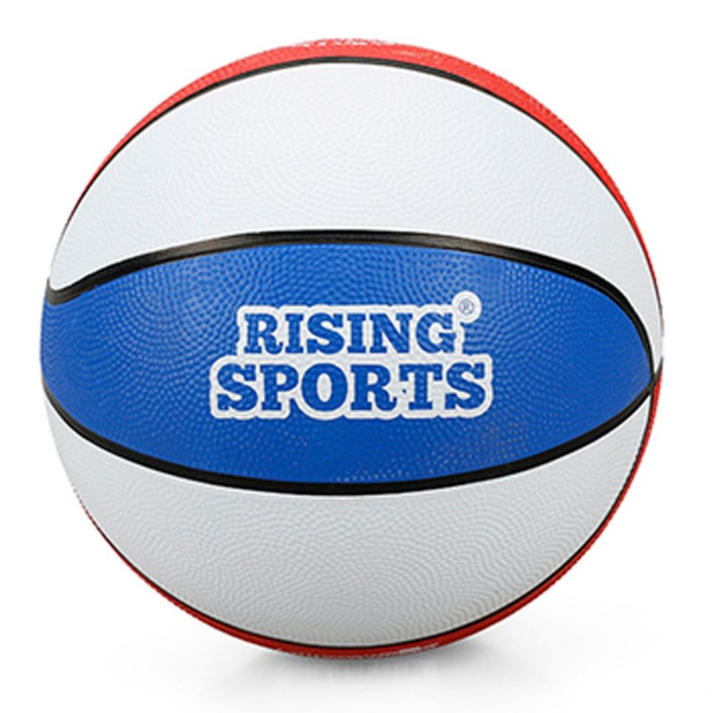 Гумена баскетболна топка, Rising Sports, Nr 7, Бяло-Синя