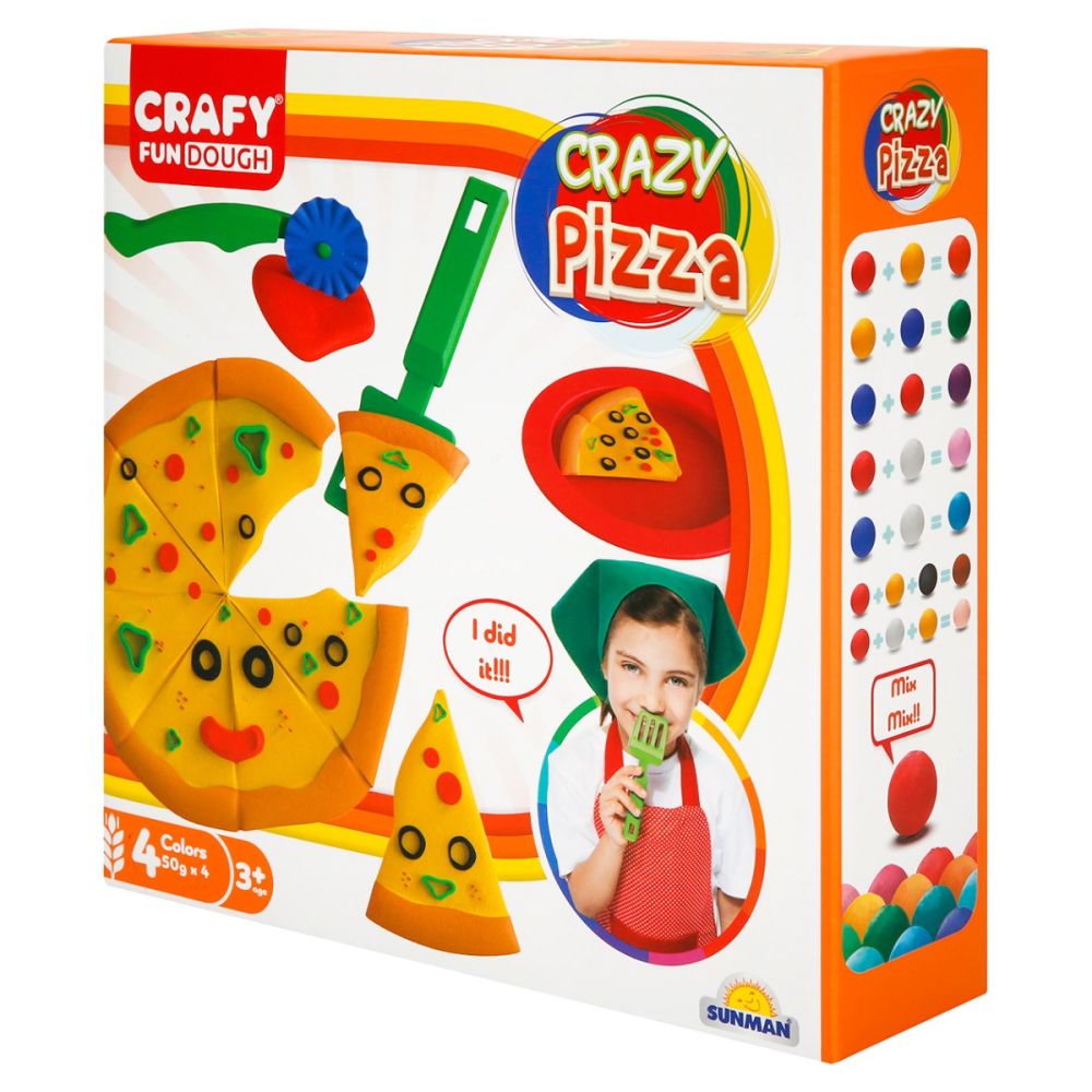 Комплект за моделиране, Crazy Pizza от пластилин Crafy, 10 части