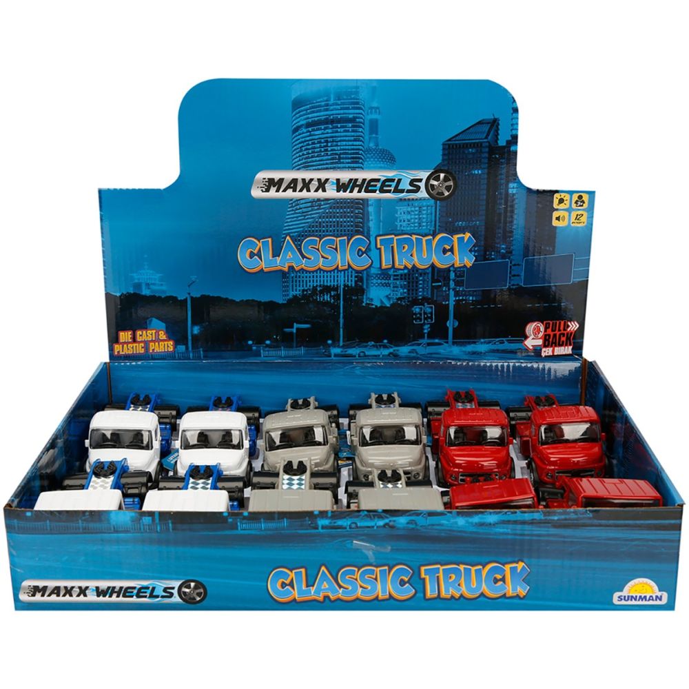Метален камион Classic със звуци и светлини, Maxx Wheels, Бял