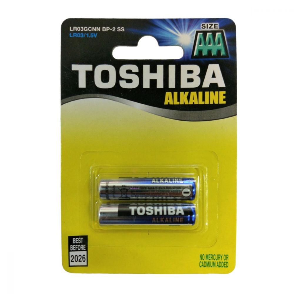 Комплект от 2 алкални батерии Toshiba, R3, Blu Line, AAA