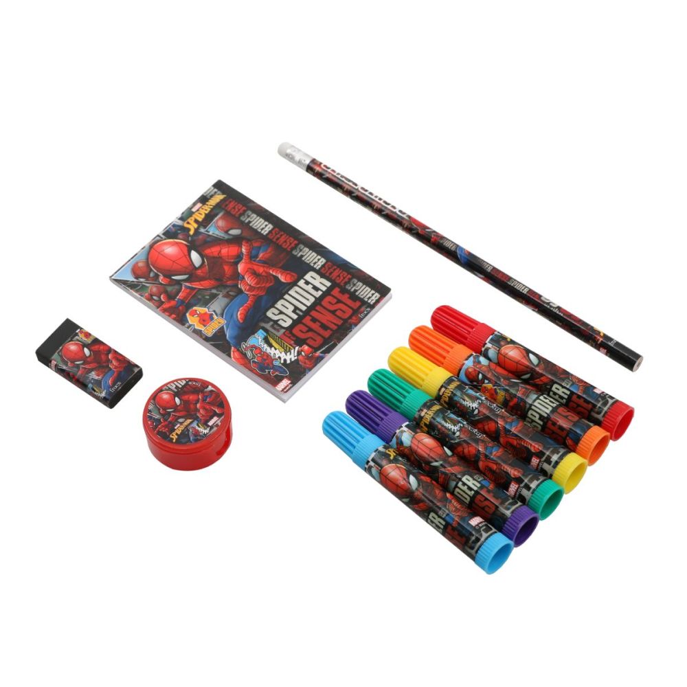 Комплект за оцветяване с флумастери и тефтерче, Spiderman, 10 бр