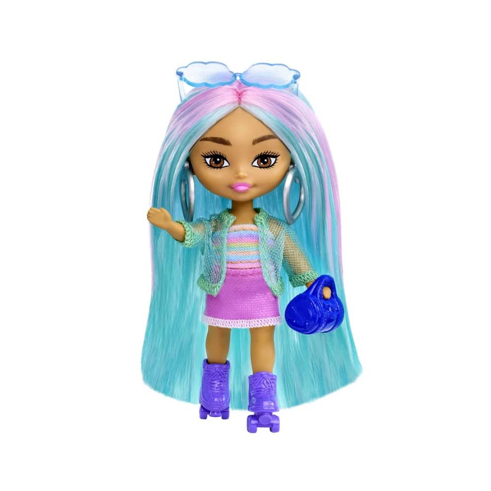 Кукла Barbie Extra Mini Minis с коса и аксесоари, 8 см, HLN45