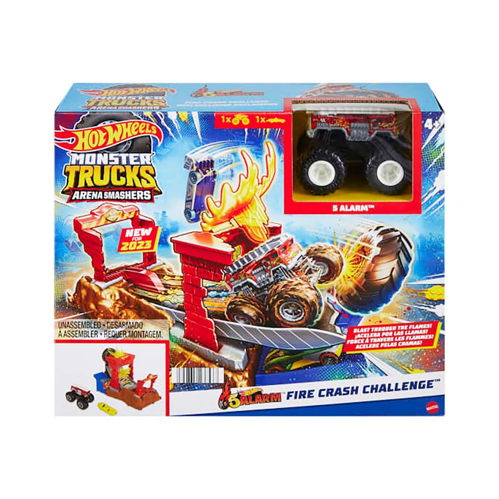 Комплект за игра с количка Monster Trucks, Hot Wheels, Fire Crash Challenge, HNB90
