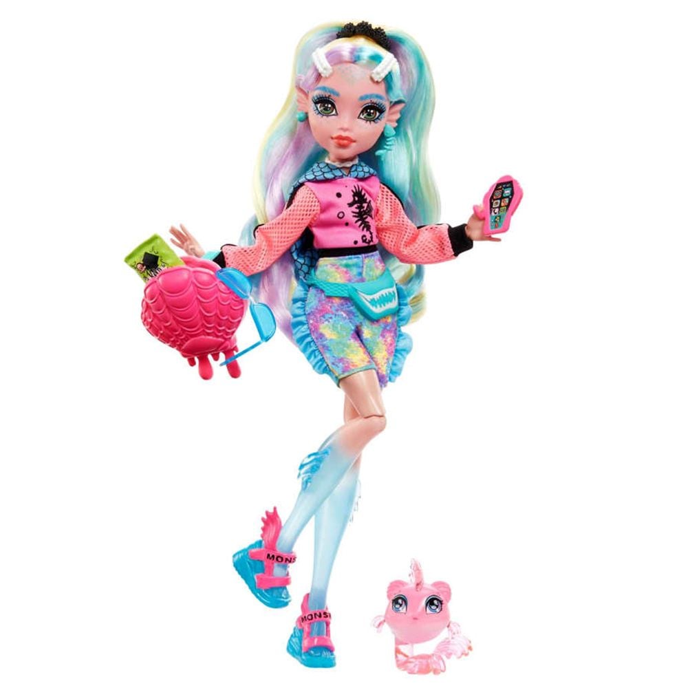  Кукла Monster High Lagoona Blue с домашен любимец и аксесоари, HHK55
