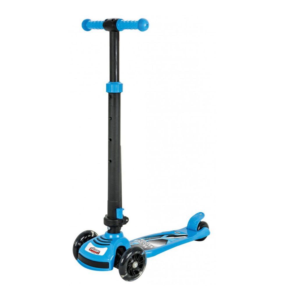 Сгъваема тротинетка с 3 колела и светлини, Pilsan, Power Scooter, Синя