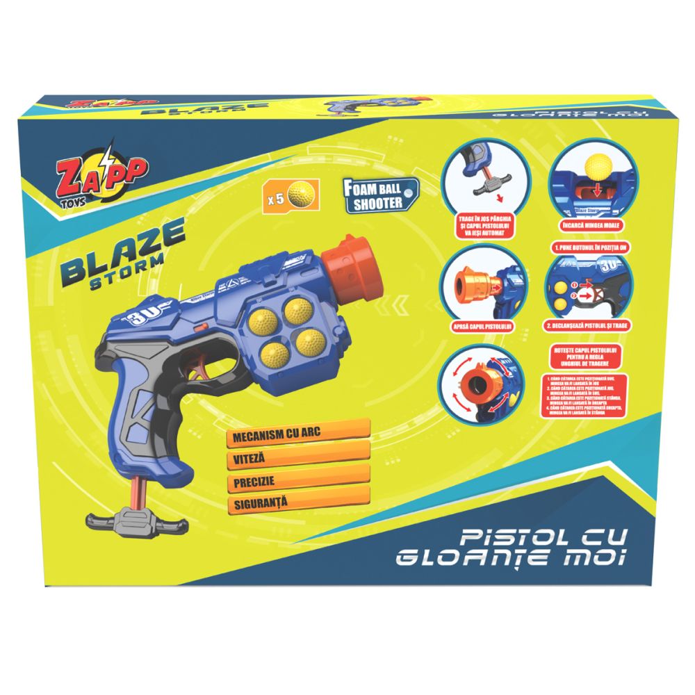 Пистолет Blaze Storm, Zapp Toys, с 5 гъбени топчета