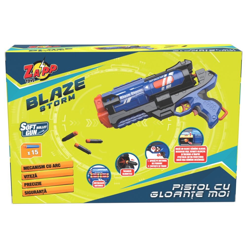 Пистолет Blaze Storm, Zapp Toys, с 20 гъбени стрелички, Син