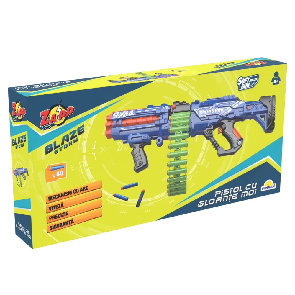 Пистолет Blaze Storm, Zapp Toys, с 40 гъбени стрелички