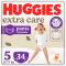 Памперси тип гащички Huggies, Extra Care Pants Mega, Размер 5, 12-17 кг, 34 бр.