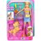 Комплект кукла с ролкови кънки и кученце, Barbie Pets, JMJ44