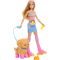 Комплект кукла с ролкови кънки и кученце, Barbie Pets, JMJ44