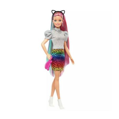 GRN81_001w 0887961909029 Леопардова Кукла Barbie с коса в цвета на дъгата