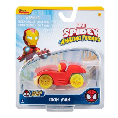 Метална количка и фигурка, Spidey and His Amazing Friends, Iron Man