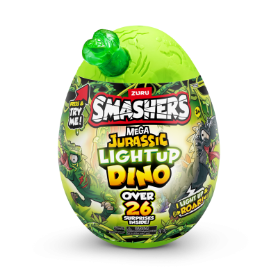 Фигурка динозавър в яйце, Smashers, Mega Dino Jurassic Light-Up, Зелена, S1