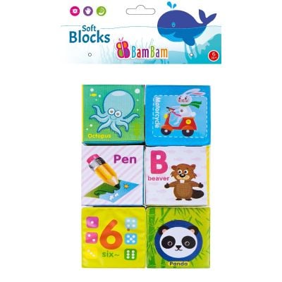 432485_001w 5903246437140 Бебешка играчка BamBam, Комплект от 6 меки блокчета