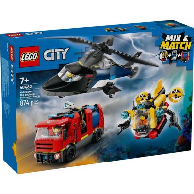 LEGO® City - Хеликоптер, пожарна кола и подводница – ремикс (60462)