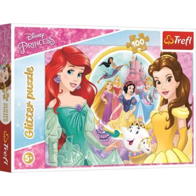 TF14819_001w 5900511148190 Пъзел Trefl Glitter 100 части, Спомени за Бел и Ариел, Disney Princess