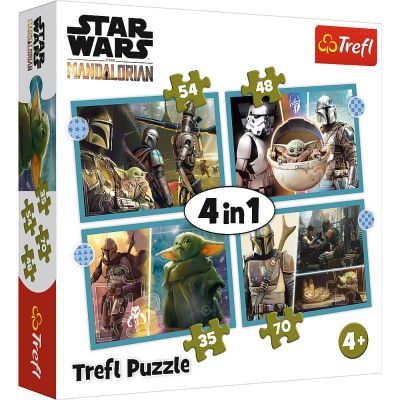 TF34397_001w 5900511343977 Пъзел Trefl 4 в 1, Baby Yoda, Star Wars Mandalorian (35, 48, 54, 70 части)