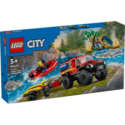 N00060412_001w 5702017582948 LEGO® City - Пожарникарски камион 4x4 със спасителна лодка (60412)