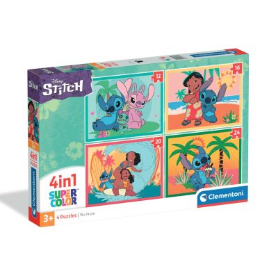 N00021745_001w 8005125217458 Пъзел Clementoni 4 in 1, Disney Stitch, 12 16 20 24 части