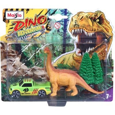 Комплект количка и фигурка динозавър Maisto, Dino Adventure, Зелена