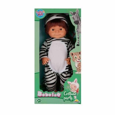 S00040041 Costum Zebra 8680863026236 Кукла Bebelou в костюм на зебра, Dollz And More, 40 см